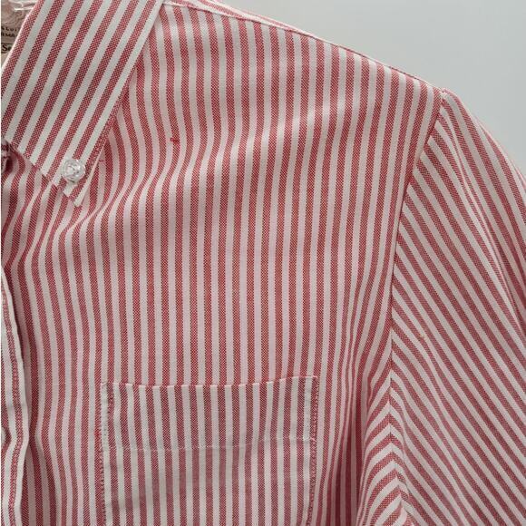 Sears Vintage 80s Red Stripe Long Sleeve‎ Button Up Academia Oxford Blouse Top - Picture 9 of 12